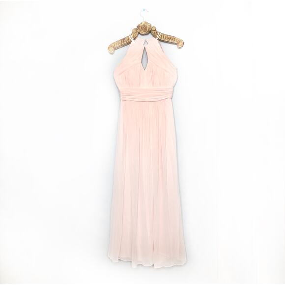 Vivian Diamond Dessy Collection Blush Chiffon Cut Out Maxi Bridesmaid 2906 - Picture 2 of 13